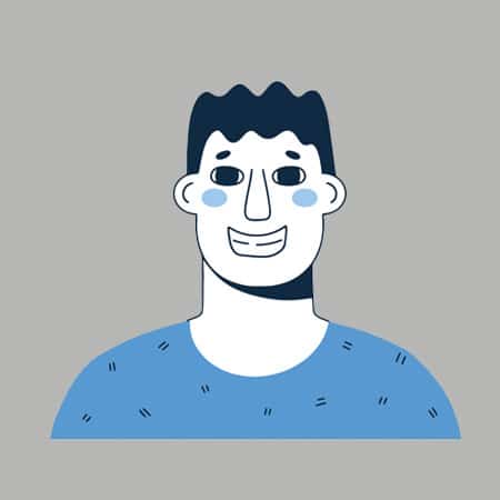 Illustration of a smiling young man with dark hair and a blue shirt, representing a friendly face of NOW Tax Planning's team, emphasizing personalized tax preparation and accounting services.