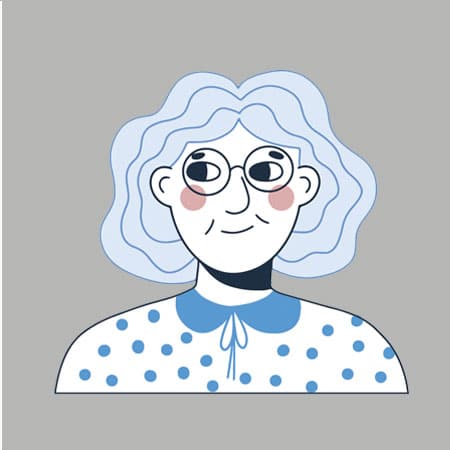 Laila Verhovskaya, Senior Tax Manager & Business Advisor at NOW Tax Planning, illustrated with light blue hair and round glasses, wearing a polka-dotted blouse, representing expertise in tax preparation and personalized financial advice.
