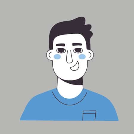 Illustration of a smiling young man with short dark hair, wearing a blue shirt, representing the friendly team at NOW Tax Planning, dedicated to personalized tax preparation and accounting solutions.