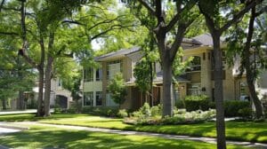 Residential property with lush green landscaping and trees, showcasing a well-maintained exterior in a suburban setting, emphasizing the importance of home and financial planning.